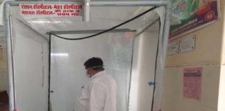 Minister Shale Mohammed inaugurating sanitizer machines in Jaisalmer