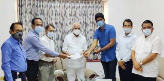 Toyota Kirloskar gave a check of two crore rupees to Honorable Chief Minister of Karnataka BS Yedurappa