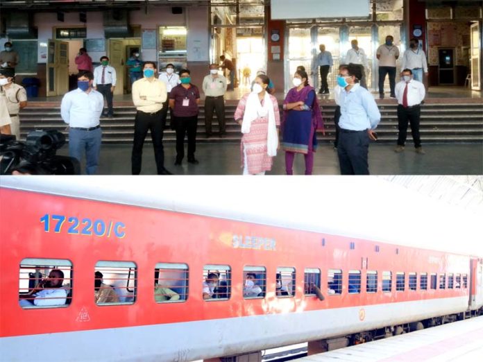 उदयपुर से उत्तरप्रदेश के प्रवासियों को लेकर गोरखपुर रवाना हुई ट्रेन,Train departing from Udaipur to Uttar Pradesh for Gorakhpur