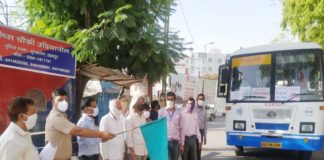 Workers leave from Udaipur