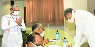 CM Ashok Gehlot during polling in Rajya Sabha elections
