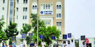 Parents protest against the increase in fees by Jayashree Periwal Global School