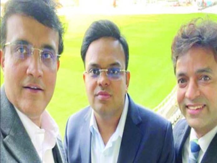 Sourav Ganguly, Jai Shah and Arun Dhumal