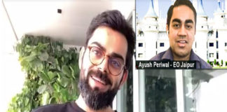 Virat Kohli, captain of Indian cricket team, communicating in a virtual live motivational session organized by EO Jaipur