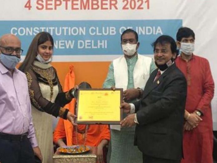 Neha honored with Shri National Gaurav Samman Award