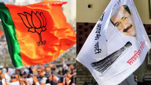 bjp and aam aadmi party flag