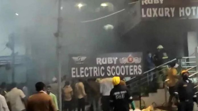 ev scootor fire Telangana_Fire ev scootor showroom