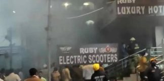 Telangana_Fire ev scootor showroom