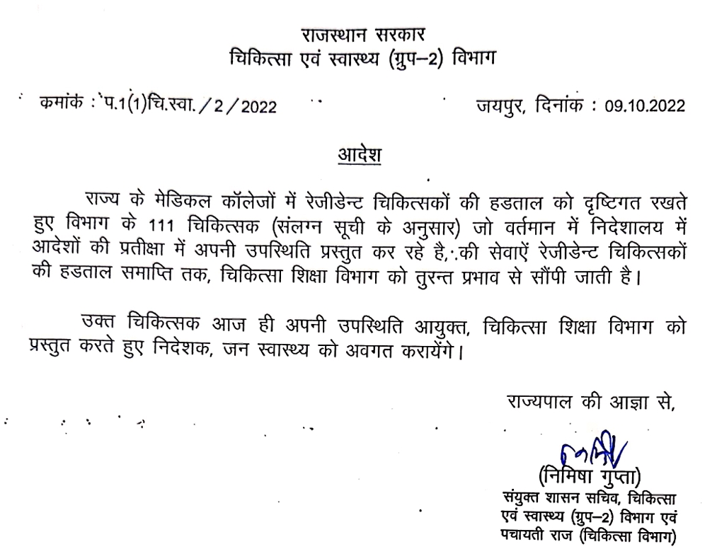 Order for posting 111 apo doctors
