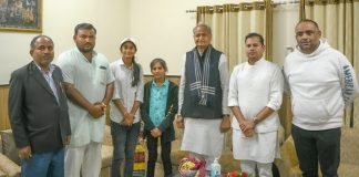 cm gehlot with Cricketer Girl