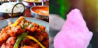 गोभी मंचूरियन और कॉटन कैंडी