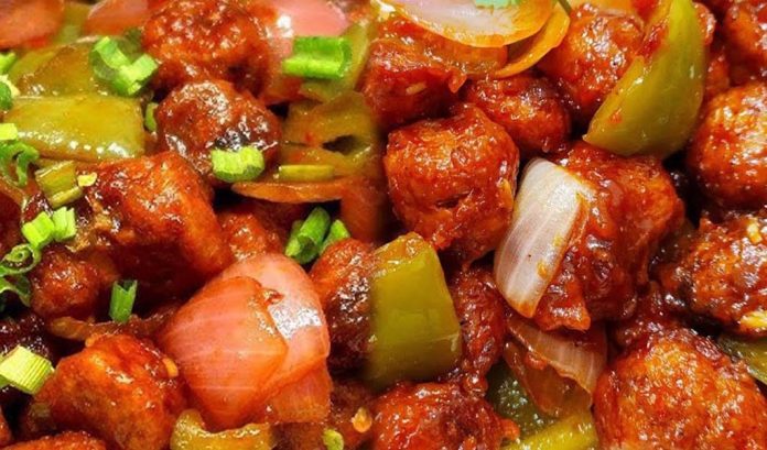 चिली सोया चंक्स चिली सोया चंक्स