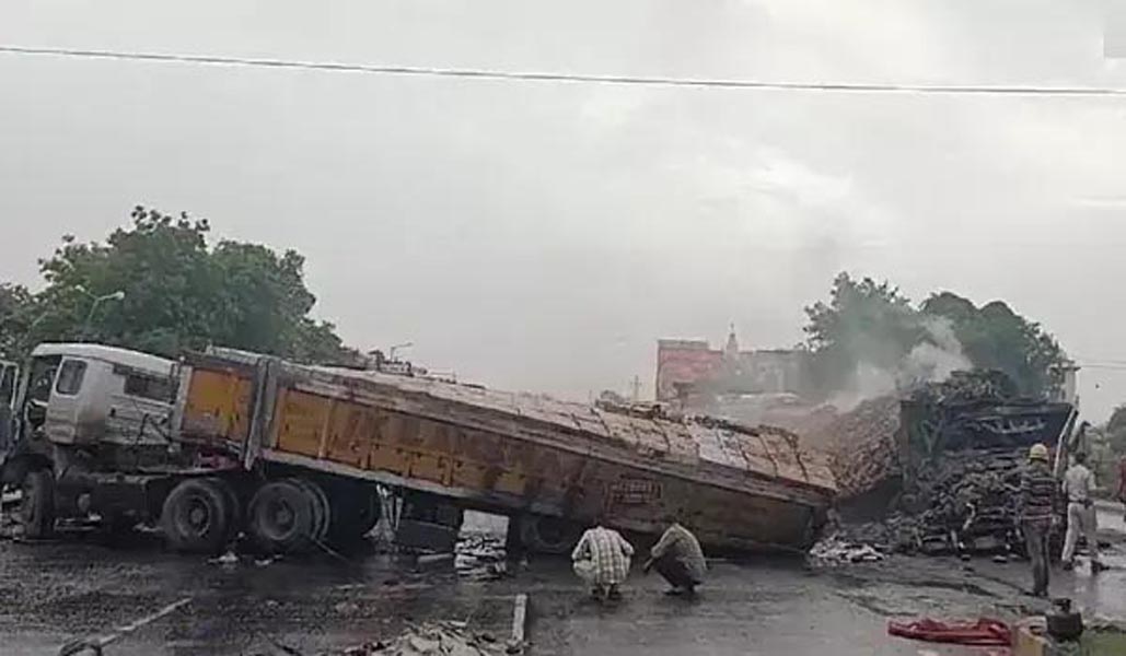 जयपुर-अजमेर हाइवे पर तीन वाहन भिड़े