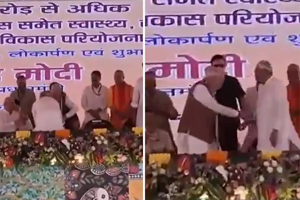 Bihar Chief Minister Nitish Kumar 'touched' the feet of Prime Minister Modi