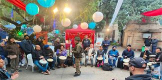 The sound of various musical instruments echoed in the Sunday market of Bikaner House.