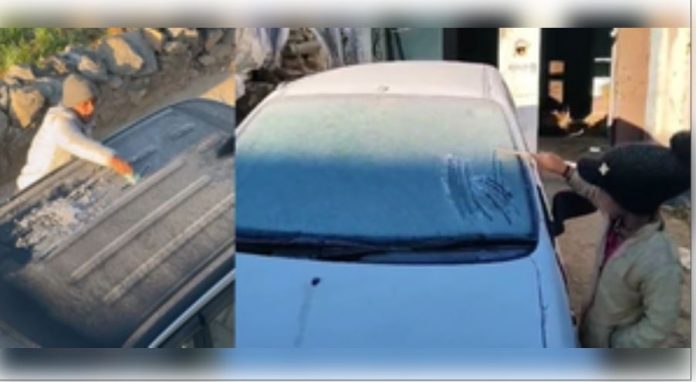 Cold outbreak in Rajsamand's Kumbhalgarh, blanket of snow spread in the fields Cold outbreak in Rajsamand's Kumbhalgarh, blanket of snow spread in the fields