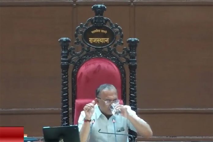 Assembly Speaker Vasudev Devnani became emotional during the uproar in the House. Assembly Speaker Vasudev Devnani became emotional during the uproar in the House.
