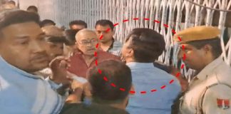बुलडोजर एक्शन के दौरान हंगामा