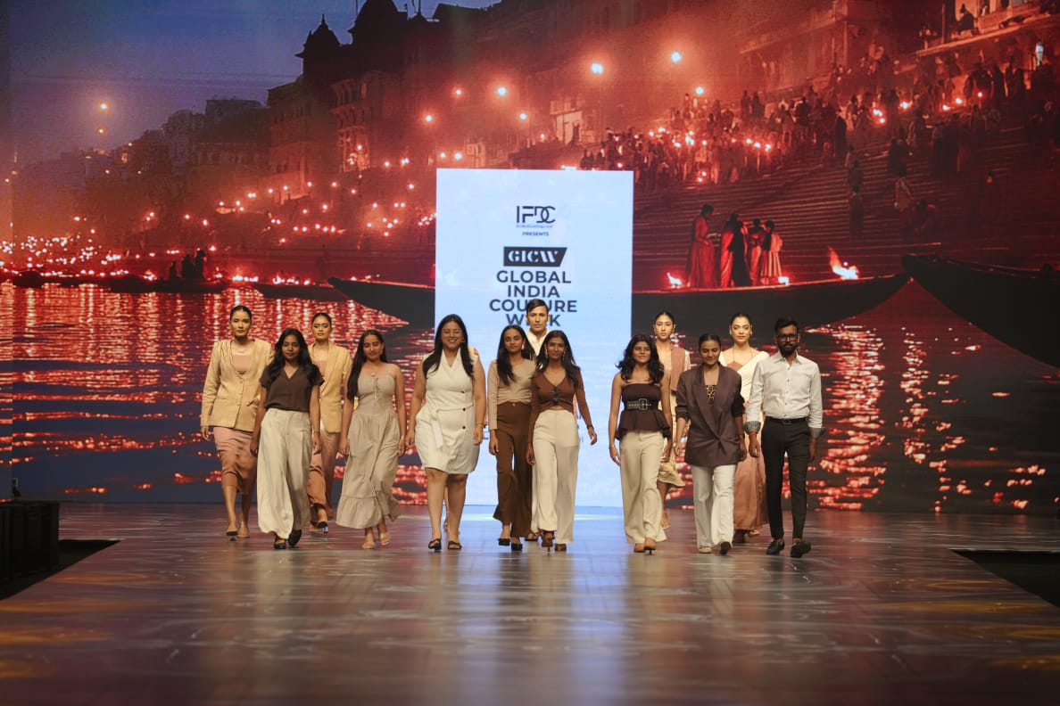 NIF and Kamala Poddar students on the ramp at India Couture Week